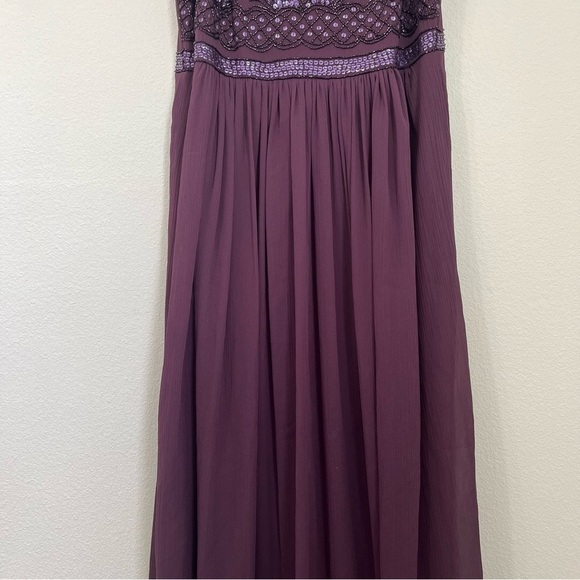 Adrianna Papell Formal Sleeveless Bead Bodice Chiffon Gown Color Purple Size 8 - Picture 4 of 11